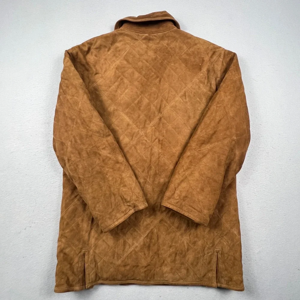 Johnnie Walker Quilted Goat Suede Jacket Mens M Brown Field Coat Outdoor Luxury